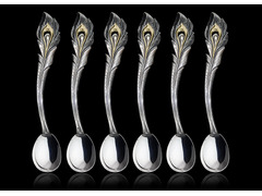 Набор серебряных чайных ложек «Перо Жар-Птицы» на 6 персон